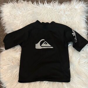 Quiksilver Kids Black Short-Sleeve Rash Guard with Logo